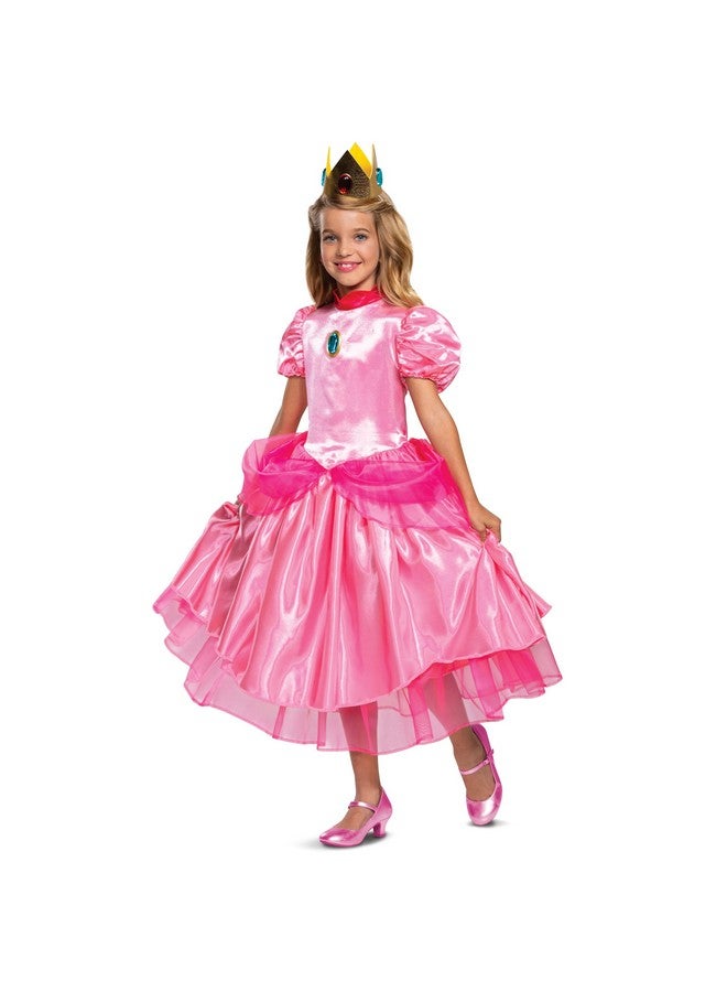 Disguise Princess Peach Costume Dress, Nintendo Super Mario Bros Deluxe Dress Up Outfit for Girls, Kids Size Medium (7-8), Pink - Image 1
