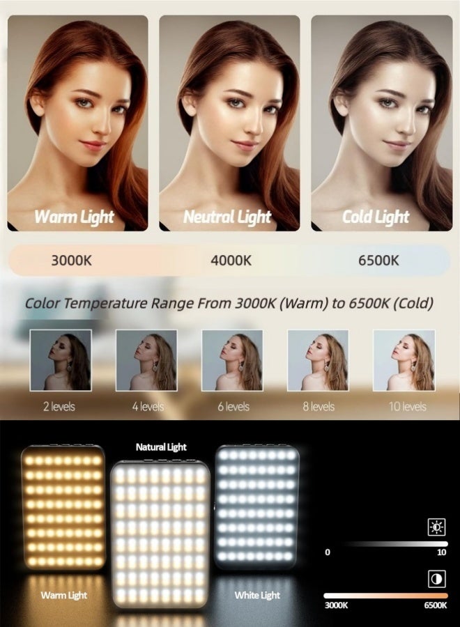 CoolRabbie Photography Rechargeable Selfie Light & Phone Light Clip for iPhone - Phone Laptop LED Light with Adjustable Brightness,Portable LED Camera Fill Light Panel,Pocket LED Lighting for Selfies, Makeup, TikTok, Youtube, Live Streaming & Video Conferencing Black - Image 2