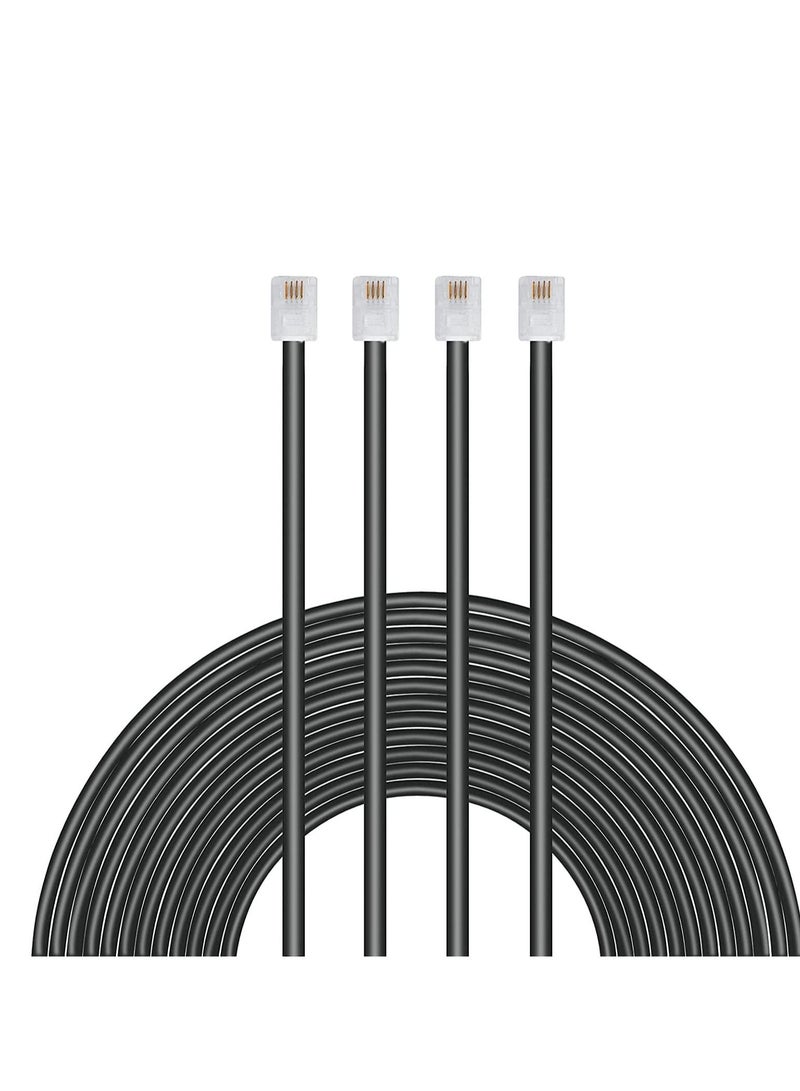 DKURVE Handmade Telephone Landline Extension Cord Cable Line Wire with Standard RJ-11 6P4C Plugs (3M, BLACK) - Image 1