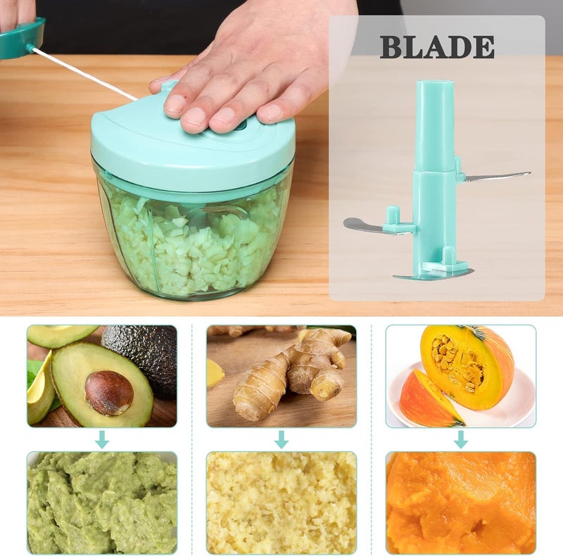 Cambom Food Chopper Vegetable Cutter, Chopper Hand String Vegetable Chopper Onions Cutter for Vegetable Fruits Nuts Durable BPA Free Food Safe Material 650ML（Blue） - Image 3