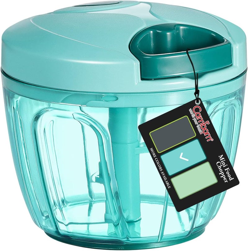 Cambom Food Chopper Vegetable Cutter, Chopper Hand String Vegetable Chopper Onions Cutter for Vegetable Fruits Nuts Durable BPA Free Food Safe Material 650ML（Blue） - Image 1