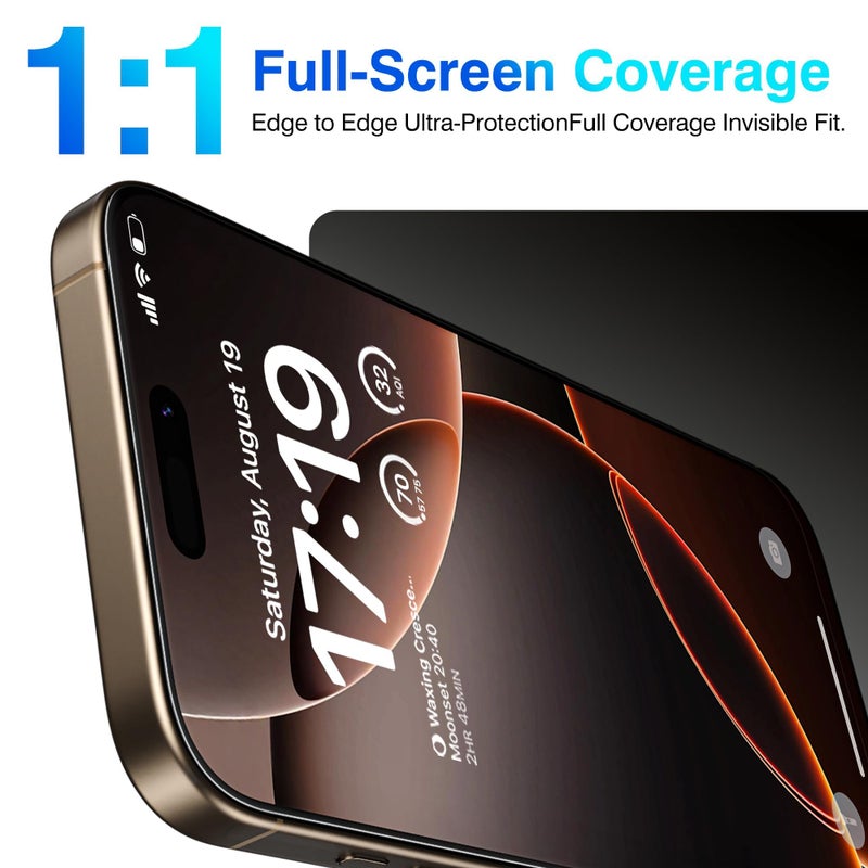 EZ-GLAZ- 4 Pack for iPhone 16 Pro Screen Protector [6.3"] With 2 Pack Camera Lens Protector, 9H+ Hardness 12FT Military Grade Shatterproof Scratch Resistant Durable Tempered Glass Film with Flawless Fit Kit, HD Clear - Image 3