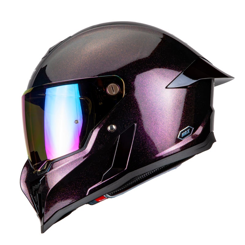HAX Full Face Snowmobile Motorcycle Helmet for Adult Men and Women - DOT & ECE 22.06 Certified Motocross Helmet with Night Vision for Motorbike Street Bike(Galaxy Purple - Large) - Image 1
