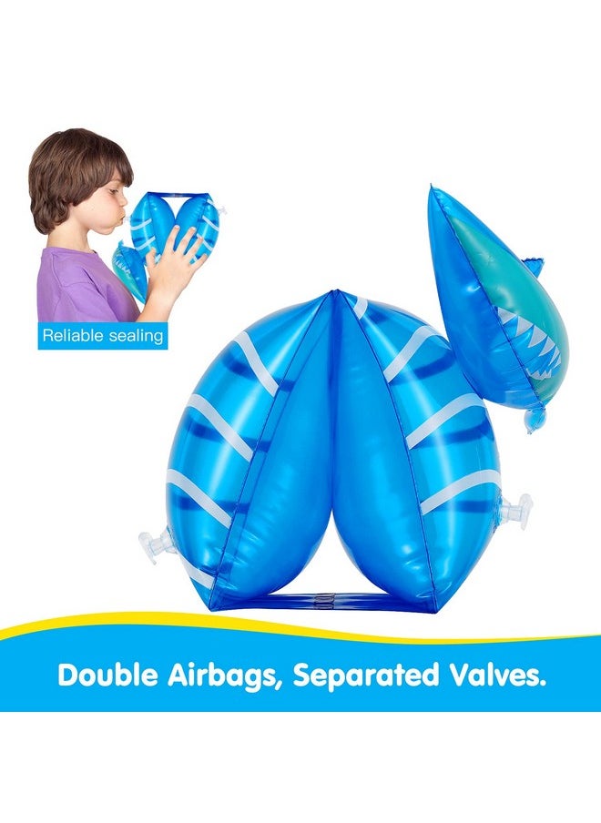 HeySplash - HeySplash Inflatable Armbands for Kids (Aged 3-6), Pool Arm Floatie Sleeves Floater Tube Water Wings Swimming Armlets, Up to 55lbs, Blue Shark - Image 1