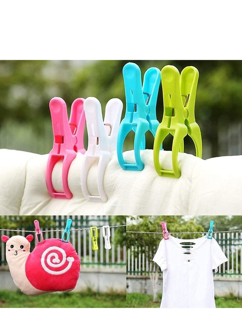 Y&D Beach Towel Clips Super Jumbo Plastic Chair Clip Holder for Pool Lounger, Large Quilt Clothes Pegs Hanging Clamps to Stop Towels Blowing Away 5 Pack Random Color - Image 2