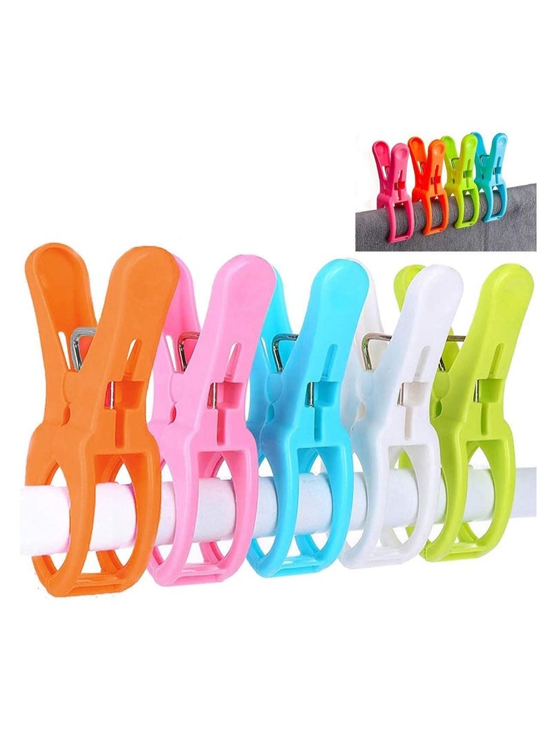 Y&D Beach Towel Clips Super Jumbo Plastic Chair Clip Holder for Pool Lounger, Large Quilt Clothes Pegs Hanging Clamps to Stop Towels Blowing Away 5 Pack Random Color - Image 1