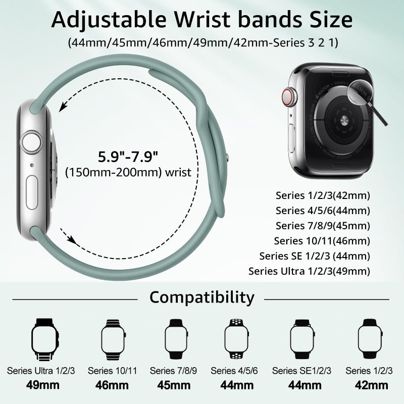 AMSKY 6 Pack Sport Bands Compatible with Apple Watch Band 38mm 40mm 41mm 42mm 44mm 45mm 49mm 46mm,Silicone Waterproof Strap for iWatch Apple Watch Series 11 10 9 Ultra 8 7 6 5 4 3 2 1 SE Women Men - Image 2