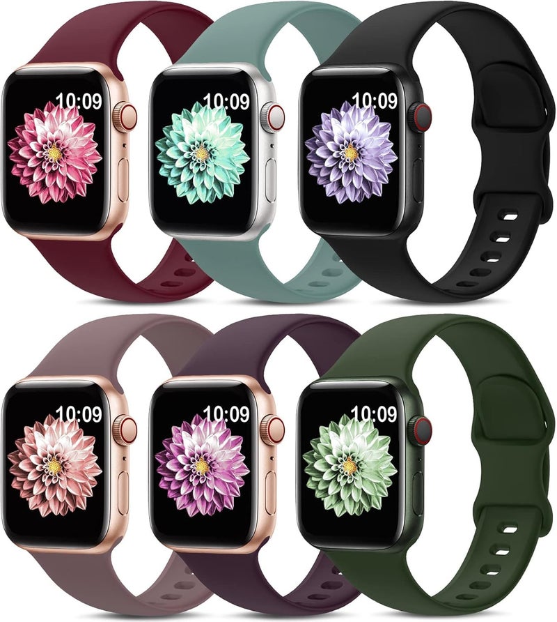 AMSKY 6 Pack Sport Bands Compatible with Apple Watch Band 38mm 40mm 41mm 42mm 44mm 45mm 49mm 46mm,Silicone Waterproof Strap for iWatch Apple Watch Series 11 10 9 Ultra 8 7 6 5 4 3 2 1 SE Women Men - Image 1