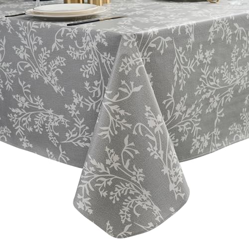 LIBERECOO Vinyl Tablecloth with Flannel Backing –Indigo Botanical Charm, Waterproof, Wipeable, Durable Table Cover – 4 Colors - Image 1