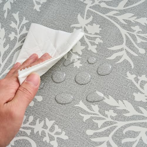 LIBERECOO Vinyl Tablecloth with Flannel Backing –Indigo Botanical Charm, Waterproof, Wipeable, Durable Table Cover – 4 Colors - Image 4