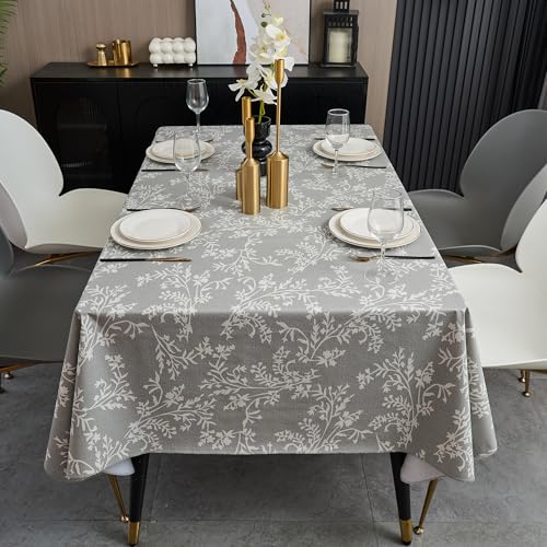 LIBERECOO Vinyl Tablecloth with Flannel Backing –Indigo Botanical Charm, Waterproof, Wipeable, Durable Table Cover – 4 Colors - Image 2