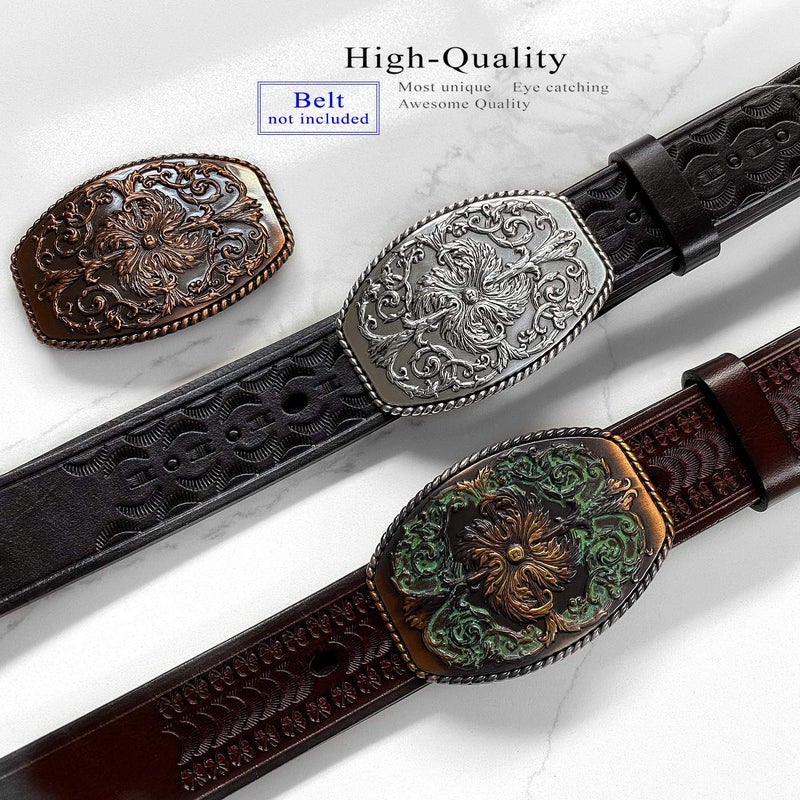 Belts.com HA0016 Western Floral Engraved Ornate Design Belt Buckle Fits 1-1/2"(38mm) Belt (Antique Patina) - Image 5
