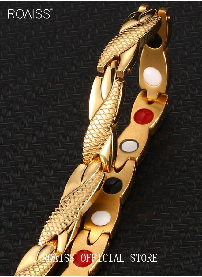 roaiss Chic Magnetic Dragon Textured Bracelet Fashionable Geometric Detachable Cuff Bangle Multicolor Casual Wrist Jewelry Gift for Men Father Brother Gold  - Image 3