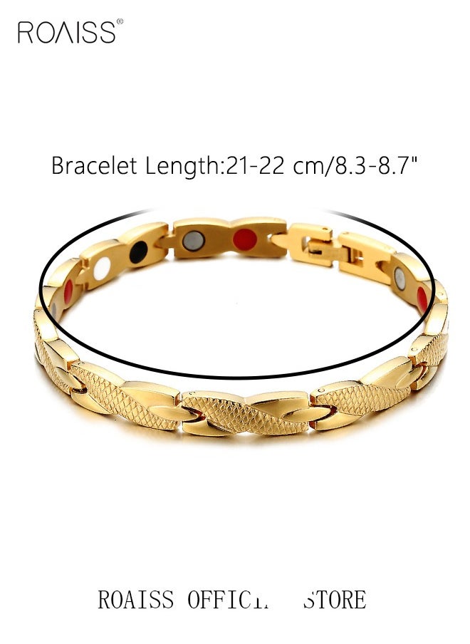 roaiss Chic Magnetic Dragon Textured Bracelet Fashionable Geometric Detachable Cuff Bangle Multicolor Casual Wrist Jewelry Gift for Men Father Brother Gold  - Image 4
