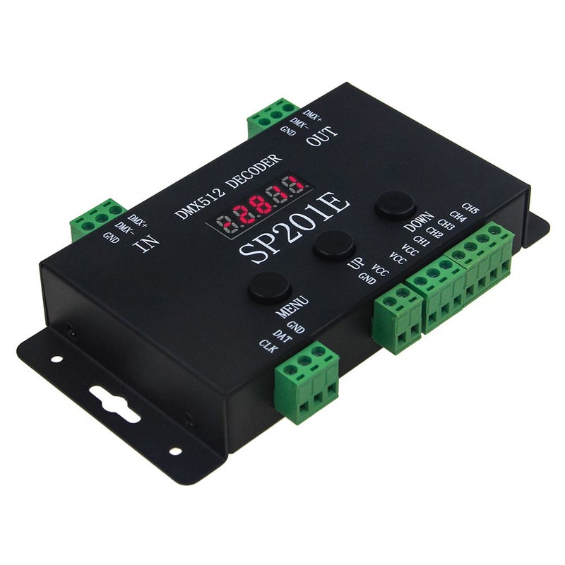 ALITOVE وحدة تحكم فك التشفير ALITOVE WS2812B WS2811 DMX إلى SPI، مع 99 وضع لون، وحدة تحكم فك التشفير DMX 512 RGB WW 5 قناة لشرائط الإضاءة WS2815 SK6812 WS2801 WS2813 LP6803 1903 RGBWW LED بجهد DC5V~24V - Image 1
