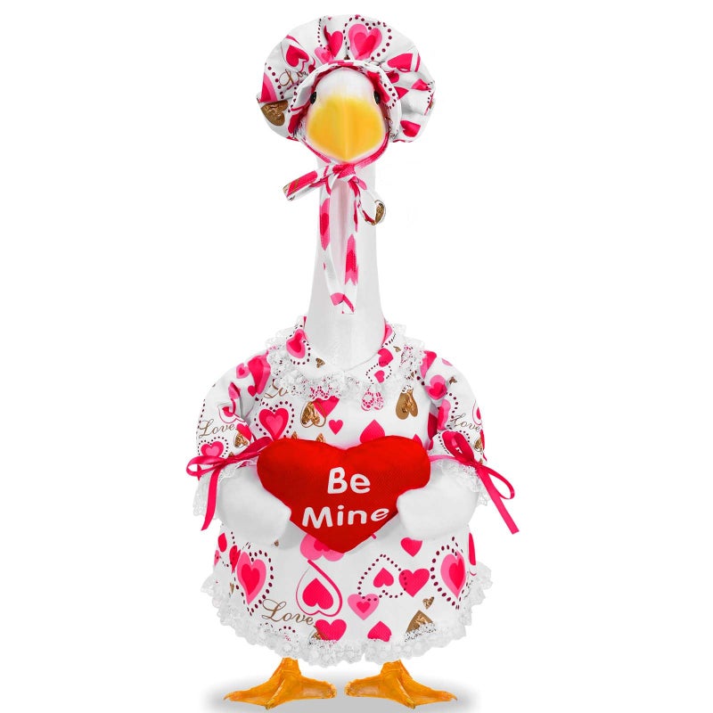 JcHrmers Valentine's Day Heart Goose Outfit for 23 Inch Red Heart Be Mine Cement Goose Clothes for Outdoor Lawn Yard Garden Decoration - Image 1