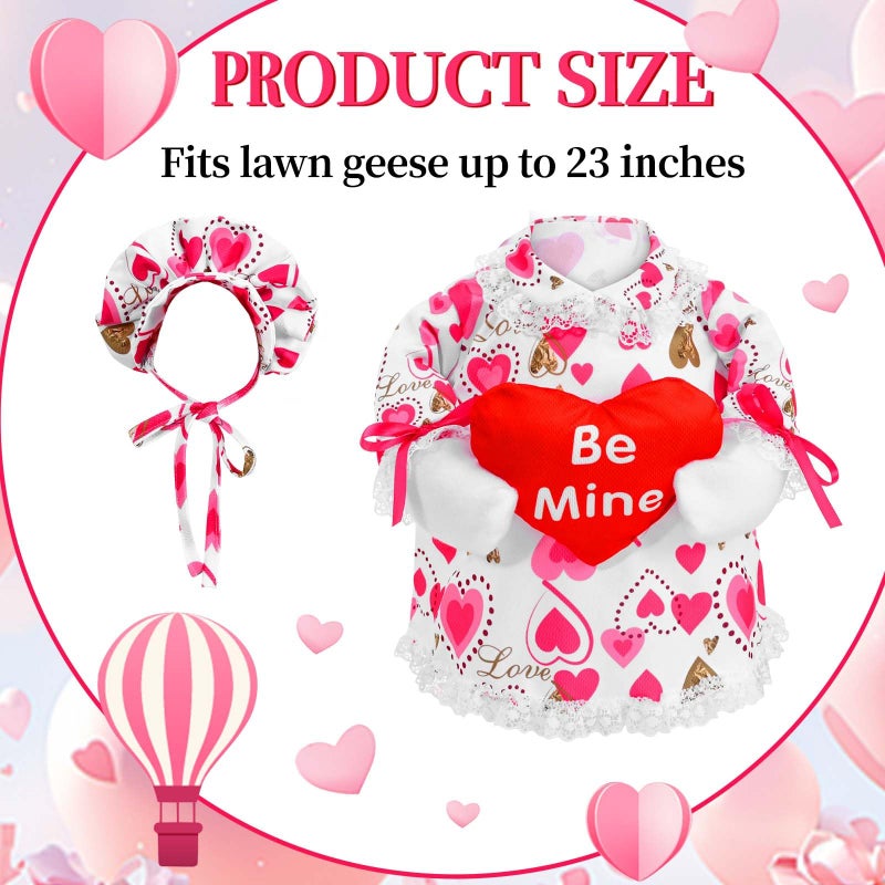 JcHrmers Valentine's Day Heart Goose Outfit for 23 Inch Red Heart Be Mine Cement Goose Clothes for Outdoor Lawn Yard Garden Decoration - Image 2