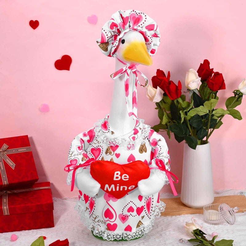 JcHrmers Valentine's Day Heart Goose Outfit for 23 Inch Red Heart Be Mine Cement Goose Clothes for Outdoor Lawn Yard Garden Decoration - Image 3