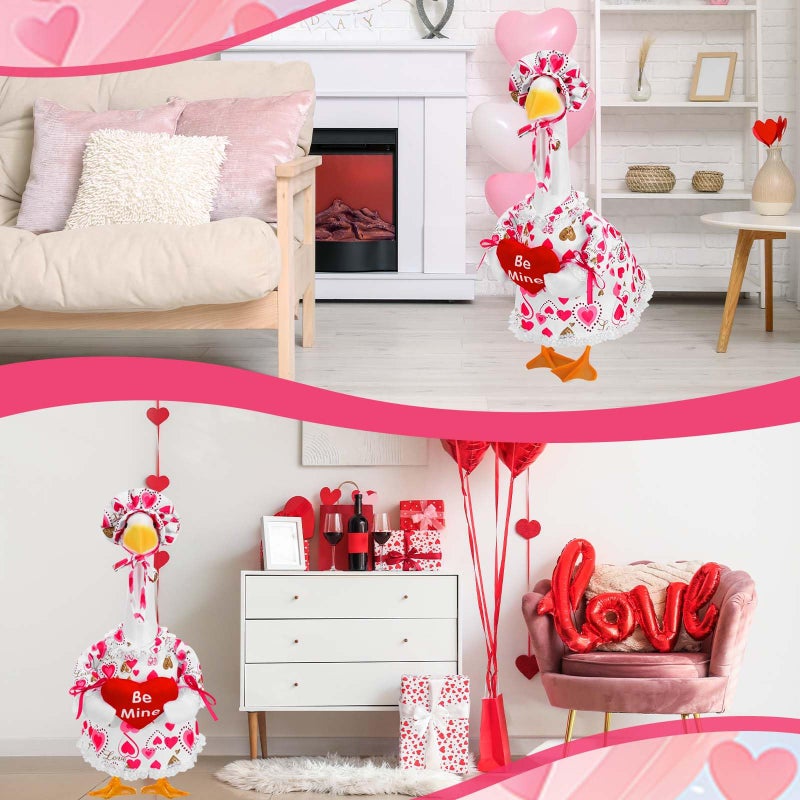 JcHrmers Valentine's Day Heart Goose Outfit for 23 Inch Red Heart Be Mine Cement Goose Clothes for Outdoor Lawn Yard Garden Decoration - Image 5