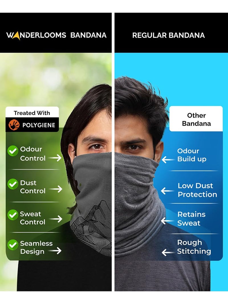 WANDERLOOMS Expedition Trails Unisex Bandana Mask to Cover Face & Head | Printed Bandanas for Men Hair | Multifunctional Bandana for Mens Bike Daily Commute | Scarf for Men & Women Free Size - Image 2
