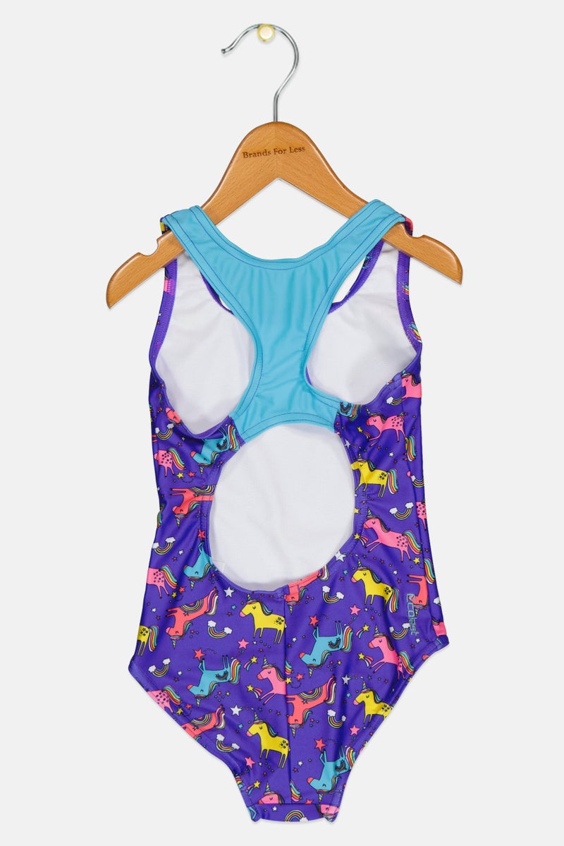 ZOGGS Toddlers Girl Graphic Print Sleeveless One Piece Swimsuit, Multicolor - Image 2