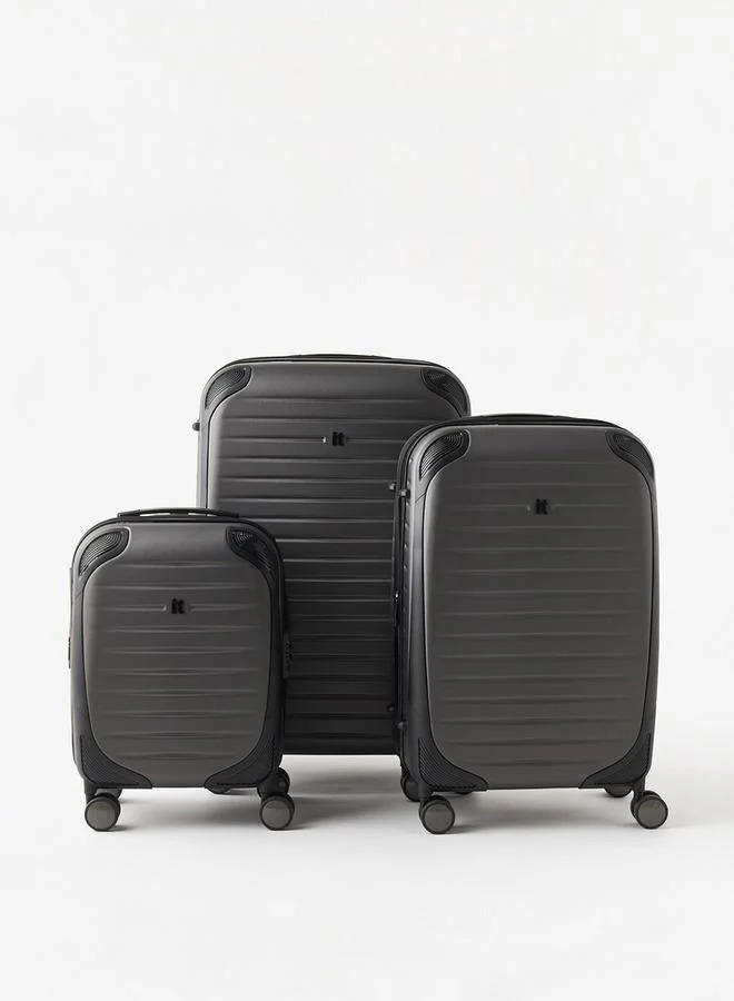 It BLACK Textured Hardcase Trolley With Retractable Handle - 20 Inches Cabin Bag  | Best Price UAE