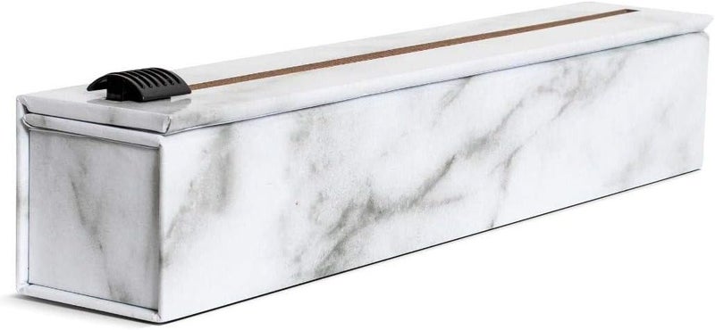 ChicWrap Carrara Marble Refillable Foil Dispenser - Includes One 12"x 30' Roll of Professional Grade Aluminum Foil - Reusable Dispenser w/Slide Cutter - Kosher Certified - Image 1