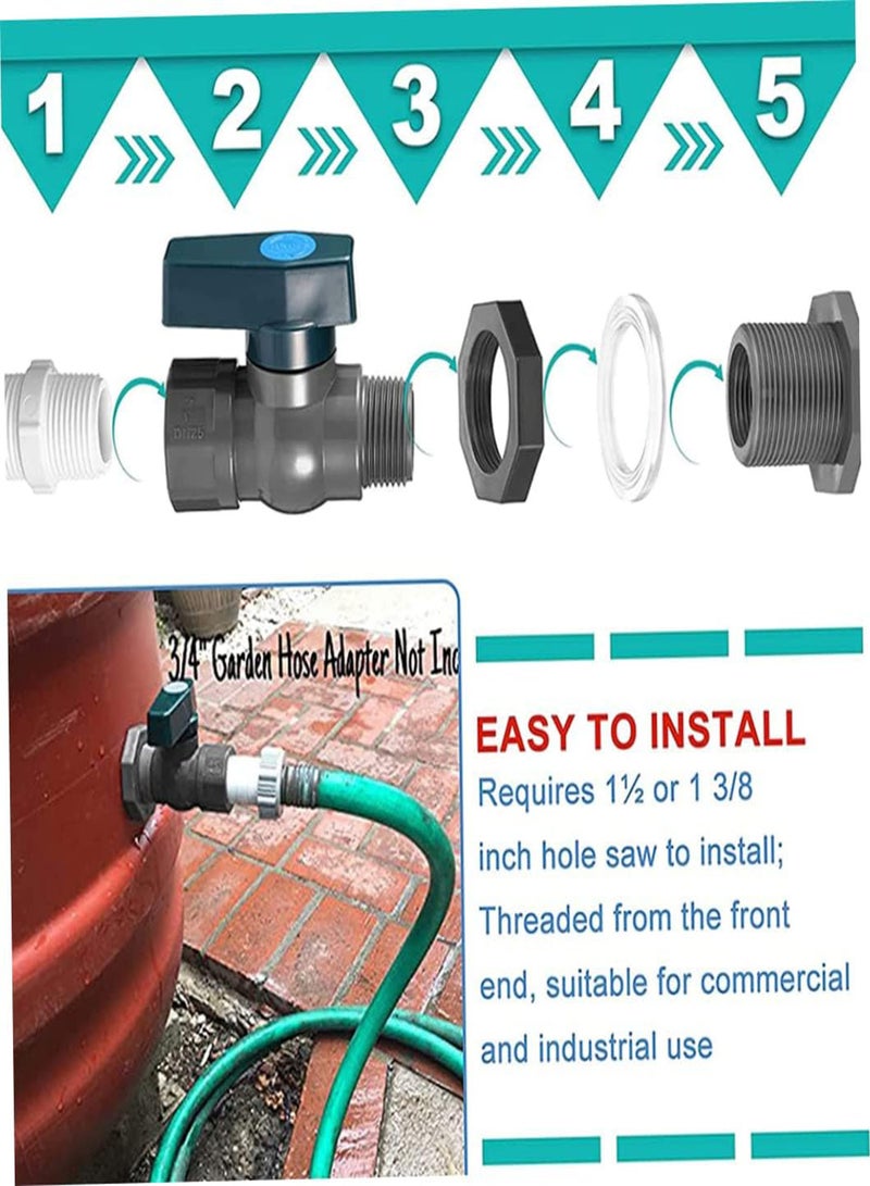 GGOOT Water Butt Connector Kit IBC Tank Fittings Rain Barrel Faucet Kit, 3/4 Inch Garden Faucet Connector with Bulkhead Fitting and Hose Adapter for Water Tanks Pools - Image 3
