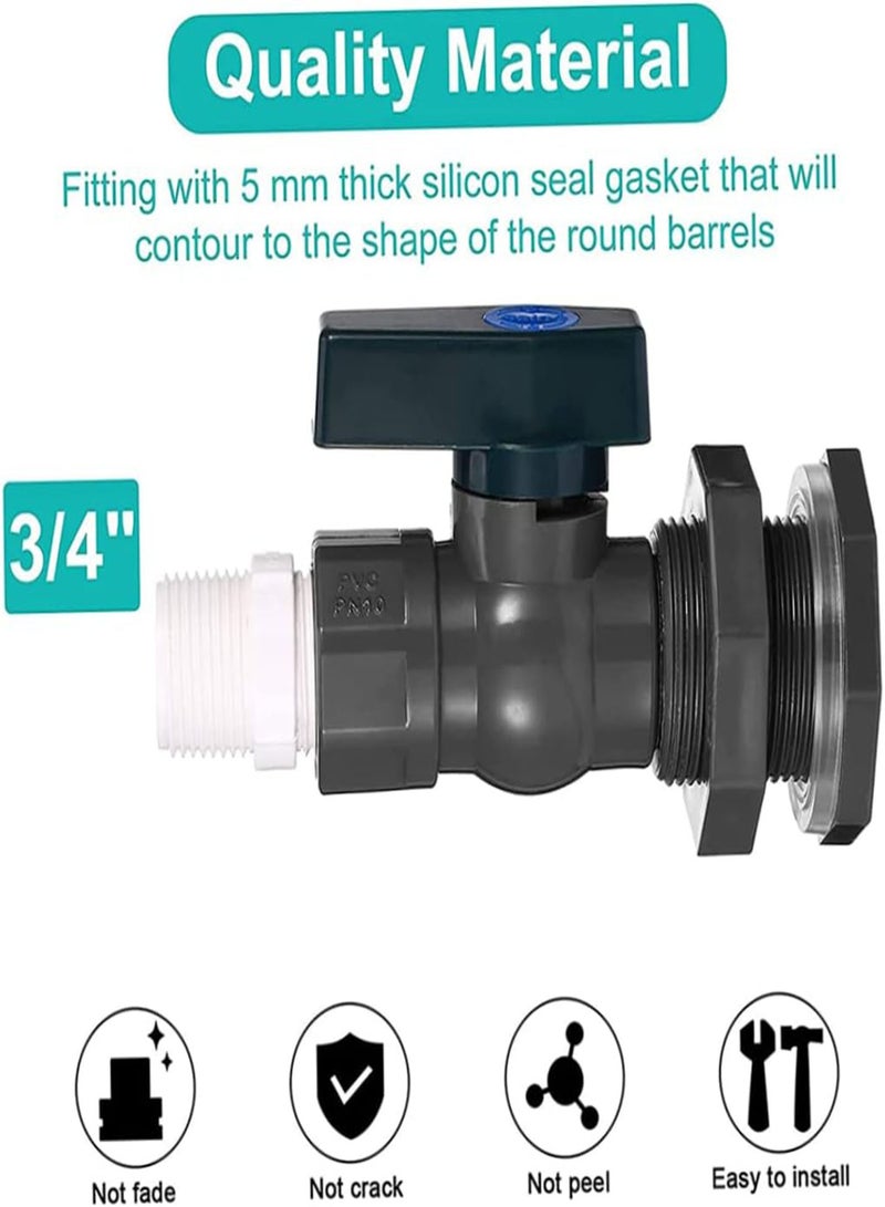 GGOOT Water Butt Connector Kit IBC Tank Fittings Rain Barrel Faucet Kit, 3/4 Inch Garden Faucet Connector with Bulkhead Fitting and Hose Adapter for Water Tanks Pools - Image 5