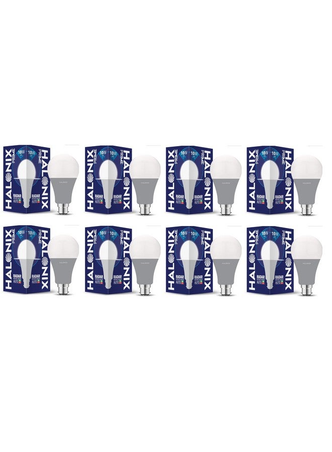 Halonix 10W Auto-on-Auto off Radar Motion Sensor Led Bulb | Auto on-Auto off led bulb | Color- White | Base- B22 | Pack of 8 | - Image 1