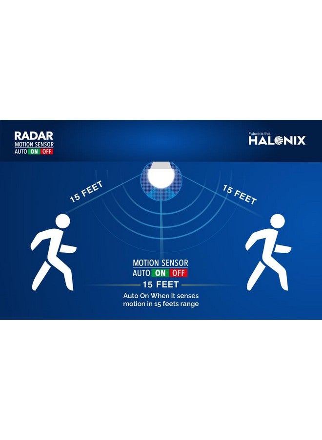 Halonix 10W Auto-on-Auto off Radar Motion Sensor Led Bulb | Auto on-Auto off led bulb | Color- White | Base- B22 | Pack of 8 | - Image 4