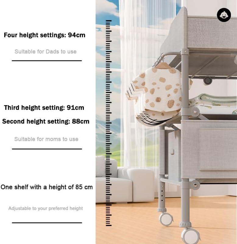 Trendy flexible practical build Baby Changing Table, Versatile Folding Changing Table, Waterproof Diaper Changing Station, Adjustable Height with 2 Drawers,Baby Changing Station, Mobile Nursery for Infant and Newborn (Grey) Elegant upgraded practical design - Image 4