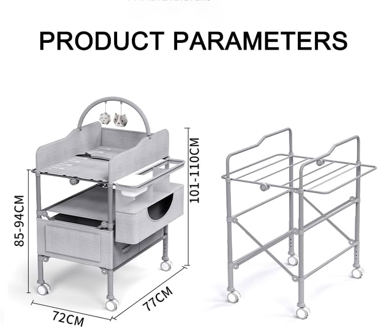 Trendy flexible practical build Baby Changing Table, Versatile Folding Changing Table, Waterproof Diaper Changing Station, Adjustable Height with 2 Drawers,Baby Changing Station, Mobile Nursery for Infant and Newborn (Grey) Elegant upgraded practical design - Image 1