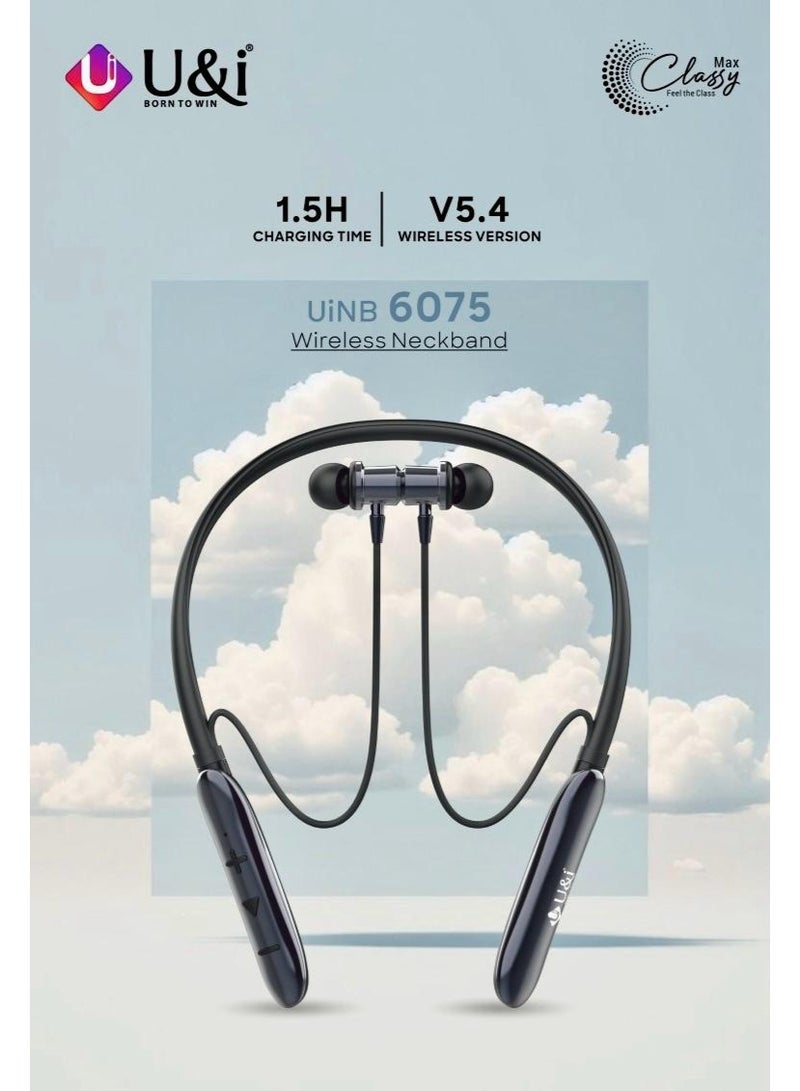 U&i سماعات بلوتوث عنق لاسلكية V5.4 مع 50 ساعة من وقت التشغيل، محركات باس 10 مم، تشغيل/إيقاف مغناطيسي، تنبيه بالاهتزاز، شحن سريع ودعم المساعد الصوتي للجري في الصالة الرياضية - Image 4