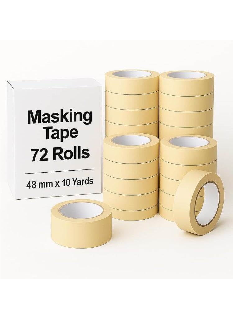 Aoura Grp Masking Tape - 72 Rolls | 48mm x 10 Yards Durable Multi-Purpose Tape for Painting, Crafting, Labeling, and Home Improvement - Image 2