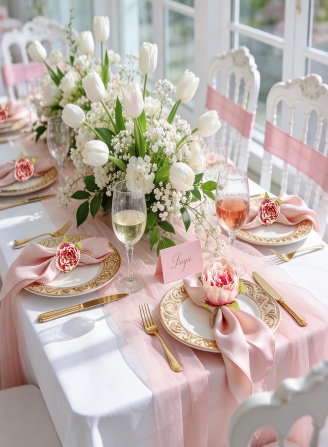 wonlex Farmhouse Flower Napkin Rings Set of 12, Faux Pink Rose Napkin Ring Serviette Holder for Spring Holiday, Mothers Day, Table Decor, Family Union, Dinner Setting(Rose Pink) - Image 4