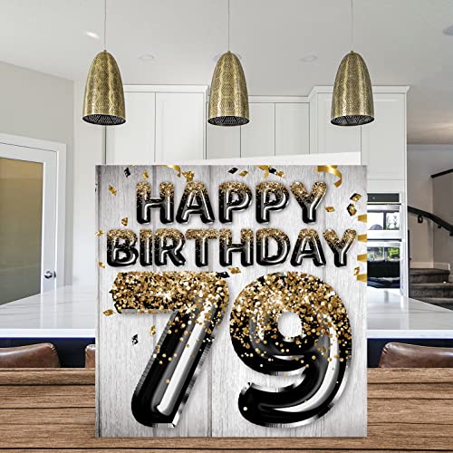 Stuff4 79th Birthday Card for Men - Black & Gold Glitter Balloons - Happy Birthday Cards for 79 Year Old Man Dad Papa Pop Great Grandpa Gran, 5.7 x 5.7 Inch Seventy-Nine Seventy-Ninth Greeting Cards Gift - Image 3