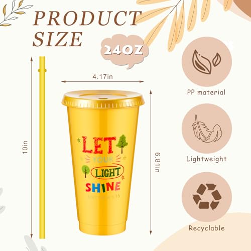 Uiifan 30 Pcs Christian Cups for Kids Bulk Reusable Plastic Tumblers with Lids and Straws Bible Verse Cups for Sunday School VBS Church Events Classroom Rewards Kids Party Multicolor - Image 3