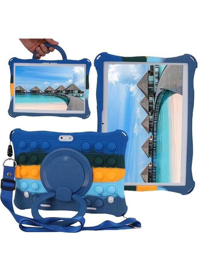 erorex 24X17Cm 9.4X6.69Inch Universal 10 10.1 Inch Tablet Case Soft Silicon 10.1 Inch Kids Friendly Lightweight Cover Stand Shockproof Funda Colorful Deep Blue  - Image 1