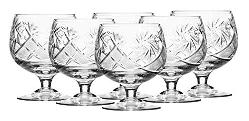 Neman Russian Cut Crystal Cognac Snifters 300ml/10oz Hand Made Set of 6 - Image 1