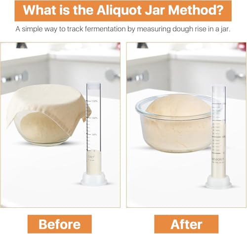 Risecret Sourdough Aliquot Jar Set with Pump and Stand, Dough Rise Measuring Tube for Bread Baking, Transparent Acrylic Container with Silicone Base and Cleaning Brush (Acrylic, white) - Image 2