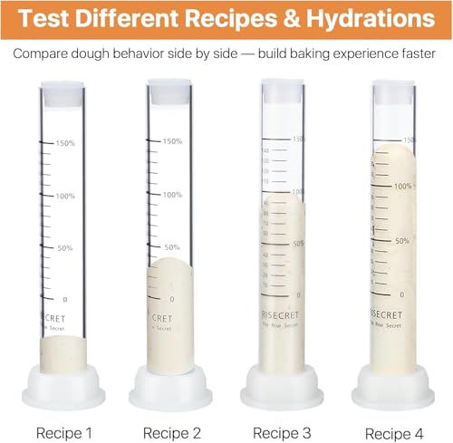 Risecret Sourdough Aliquot Jar Set with Pump and Stand, Dough Rise Measuring Tube for Bread Baking, Transparent Acrylic Container with Silicone Base and Cleaning Brush (Acrylic, white) - Image 3