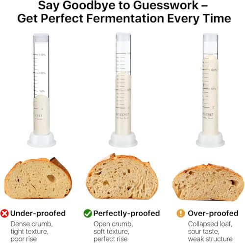 Risecret Sourdough Aliquot Jar Set with Pump and Stand, Dough Rise Measuring Tube for Bread Baking, Transparent Acrylic Container with Silicone Base and Cleaning Brush (Acrylic, white) - Image 4