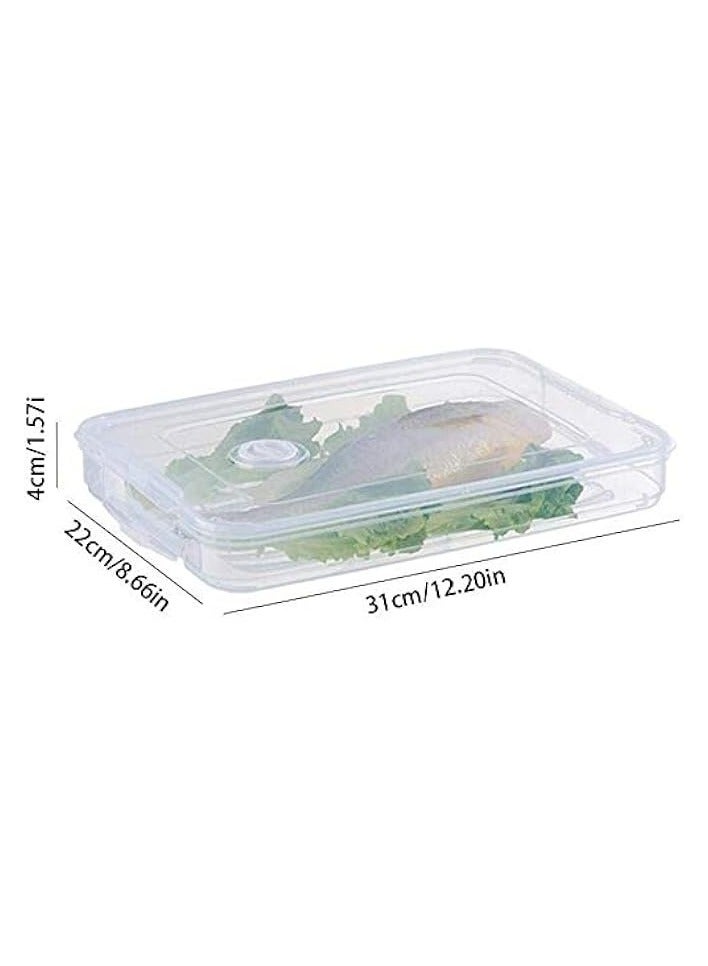 Green Tiger 3pcs Plastic Food Storage boxes, Stackable Fridge Freezer Crisper Storage Box, Stack Food Container Tray Organizer 3 Layer Refrigerator Box, Airtight Container for Food, Transparent Slim Containers - Image 2