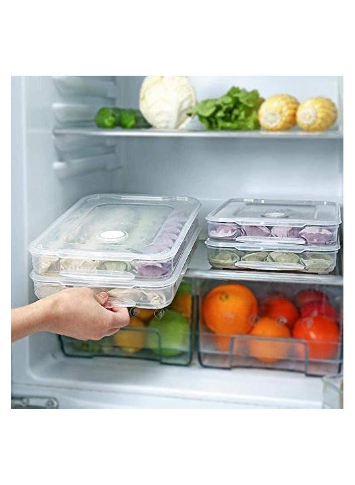 Green Tiger 3pcs Plastic Food Storage boxes, Stackable Fridge Freezer Crisper Storage Box, Stack Food Container Tray Organizer 3 Layer Refrigerator Box, Airtight Container for Food, Transparent Slim Containers - Image 4