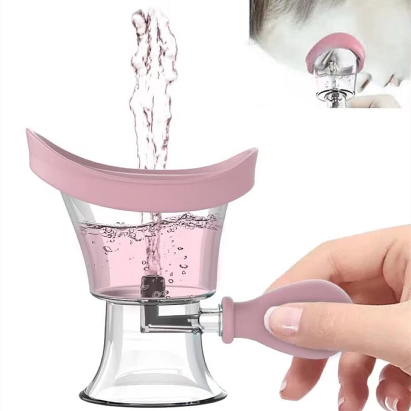 Eye Wash CupEye Wash Cleaner Kit Silicon Manual Air Pressure Eye Cleaning Cup Tool Effective Eye Rinse Clean Dust Makeup IrritantsTransparent with Storage Container Eye Cup Soothing Tired EyesPink