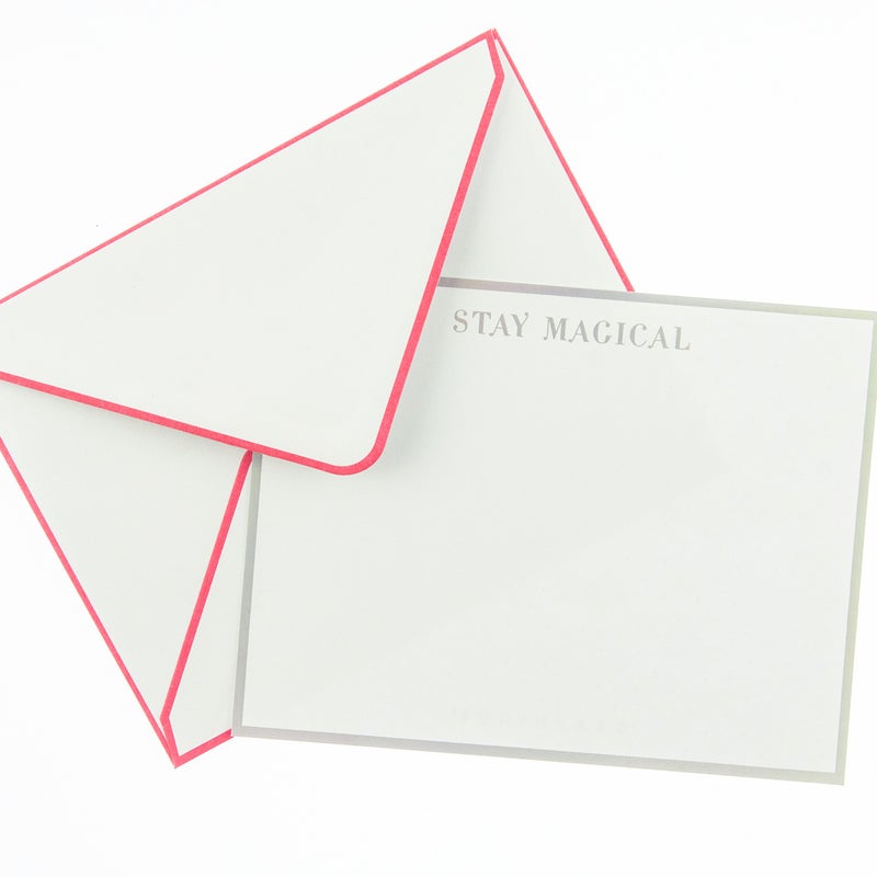 Graphique Flat Notes, â€œStay Magicalâ€ Design - 15 Special Occasion Sleek Note Cards & Envelopes With Pretty Silver Trim and â€œStay Magicalâ€ Message, 4.25" x 5.5" (DFN002) - Image 2
