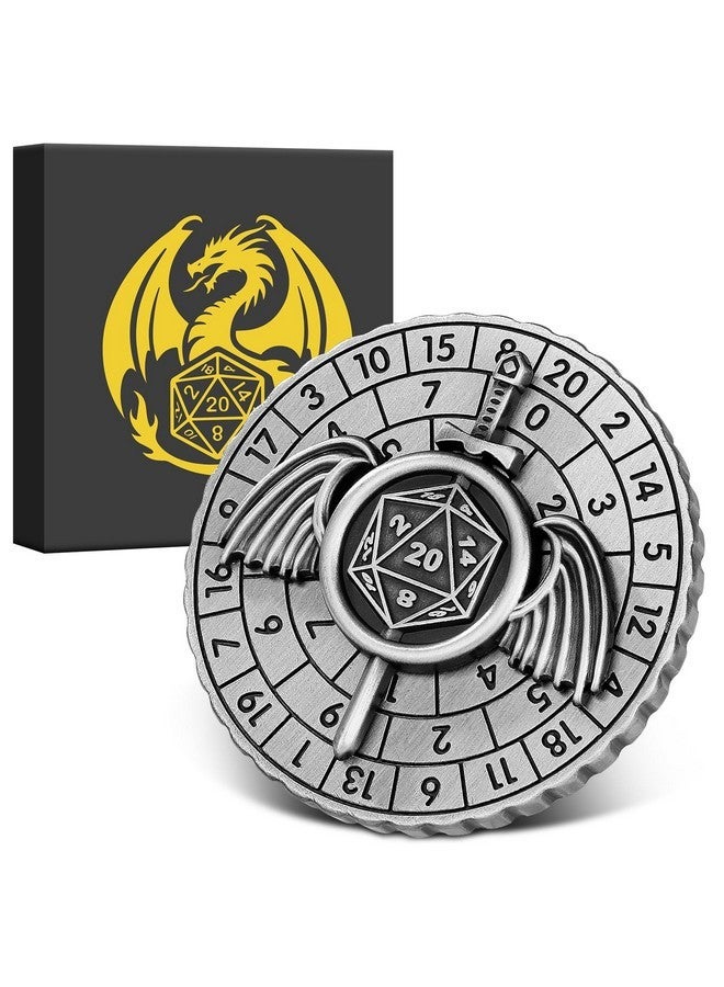 Keller & Weber Spinner DND Dice, 7-in-1 Fighters Swords Metallic D&D Dice, Fighters Swords Roulette Dice Spinner for DND Dice Set, DND Gifts with Gift Box, Role Playing Board Game Accessories, Dark Silver - Image 1