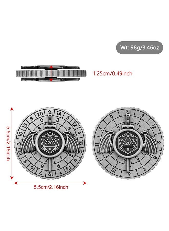 Keller & Weber Spinner DND Dice, 7-in-1 Fighters Swords Metallic D&D Dice, Fighters Swords Roulette Dice Spinner for DND Dice Set, DND Gifts with Gift Box, Role Playing Board Game Accessories, Dark Silver - Image 5