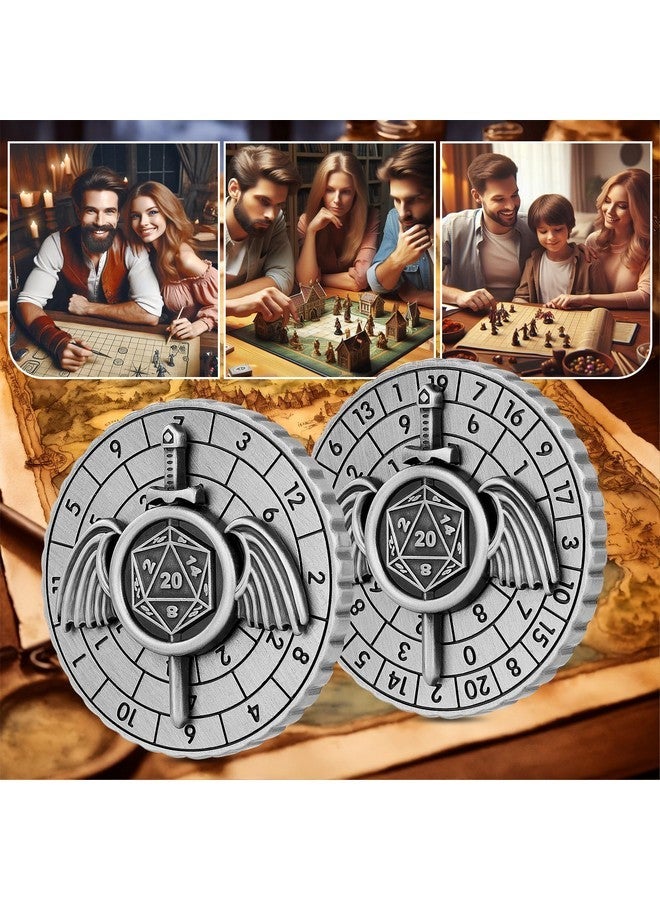 Keller & Weber Spinner DND Dice, 7-in-1 Fighters Swords Metallic D&D Dice, Fighters Swords Roulette Dice Spinner for DND Dice Set, DND Gifts with Gift Box, Role Playing Board Game Accessories, Dark Silver - Image 3
